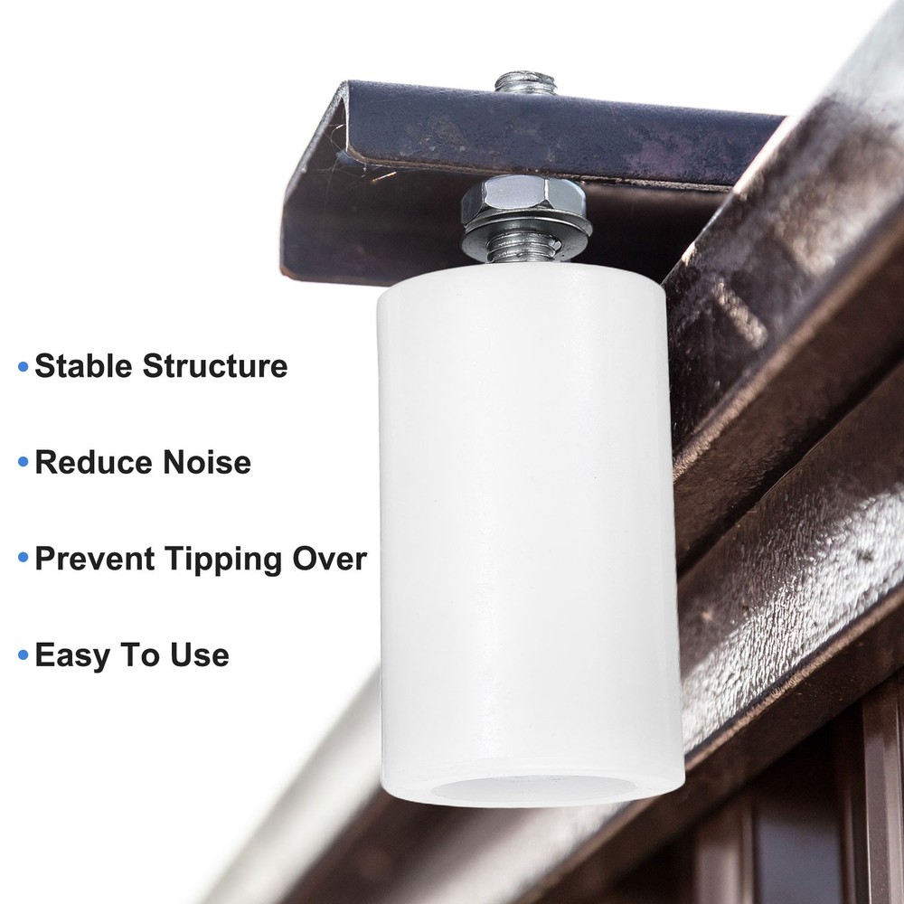 2Pcs Slide Gate Guide Roller, 4" Nylon Sliding Gate Support Assembly, White