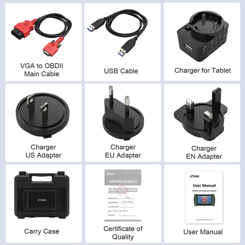 XTOOL IP616 Auto Scan Full System Diagnostic Tool OBD2 Scanner CANFD Key Coding
