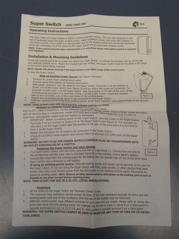 2GIG (2GIG-TAKE-345) Super Switch Wireless Home Security Takeover Module