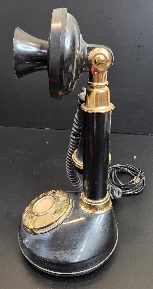 Vintage Candlestick Telephone Black Plastic. Untested.
