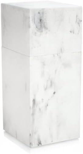 Essentra Home Toothbrush Holder with Lid, Elegant White Marble Bathroom Toothbru