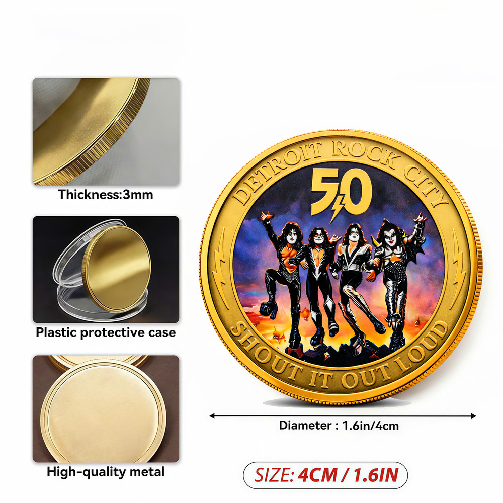 KISS Band Destroyer 50th Anniversary 1976-2026 Commemorative Challenge Coin