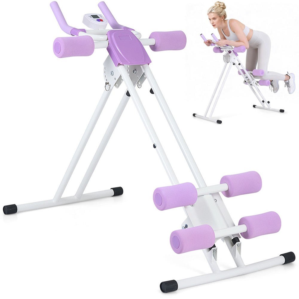 Folding Ab Machine Adjustable Ab Trainer w/6 Inclined Angles & LCD Display