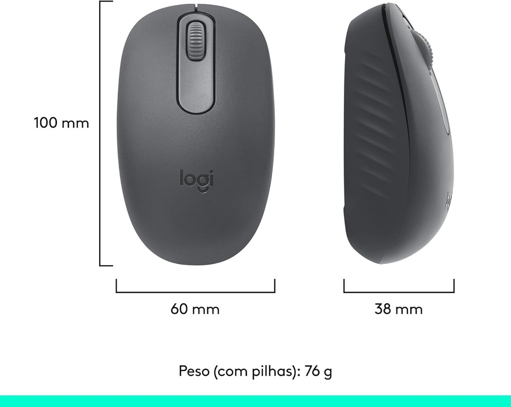 M196 Bluetooth Wireless Mouse - 12- Battery Life, Graphite Design