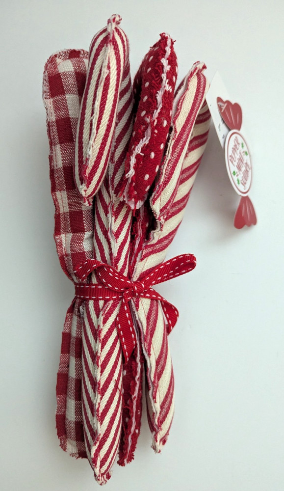 Pepper Mint Square Print Fabric Soft Candy Cane Bundle 10" Red White Multi NWT