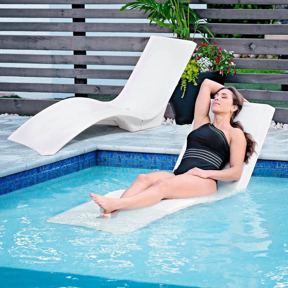 Pool Lounger Chair White Weight Sand Cavity In-Water Ergonomic Weather-Resistant