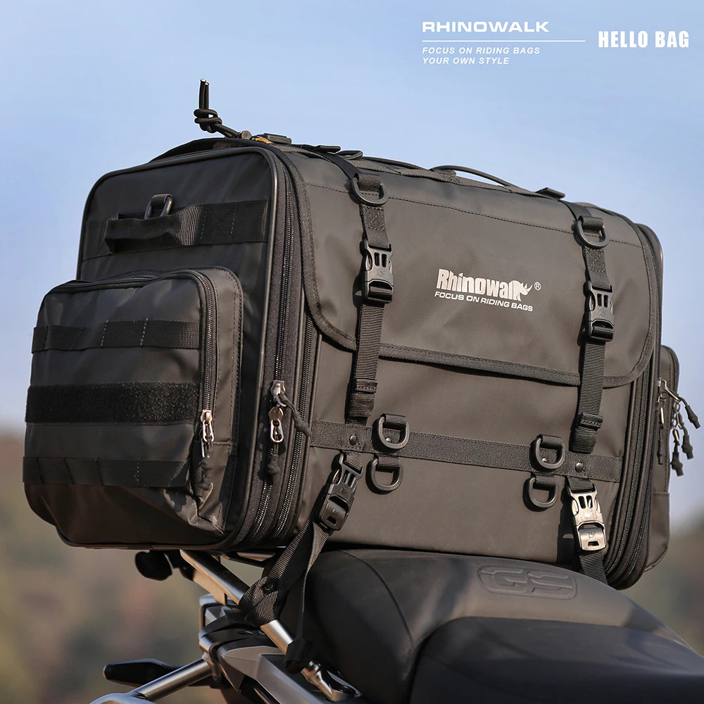 Rhinowalk Motorcycle Rear Tail Bag Waterproof 19L-80L Expandable Travel Luggage