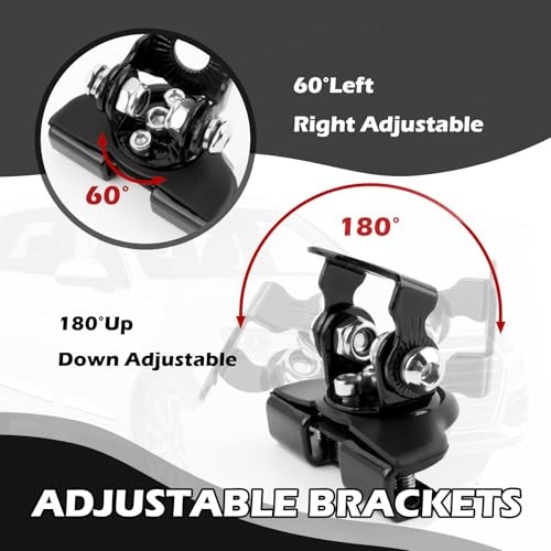 2PCS Light Bar Mounts with Hex Wrench,180°&60° Adjustable Ditch Light Brackets