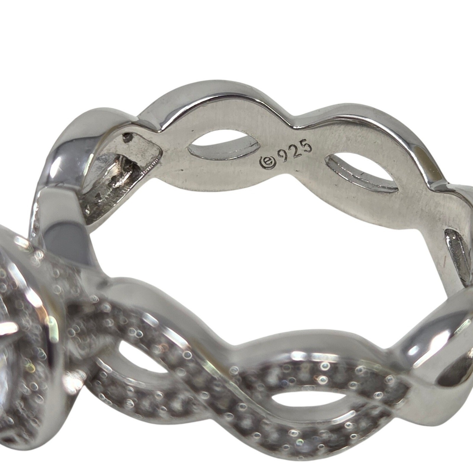 Sparkling Infinity Twist Engagement Ring Sz 8 925 Sterling Silver CZ