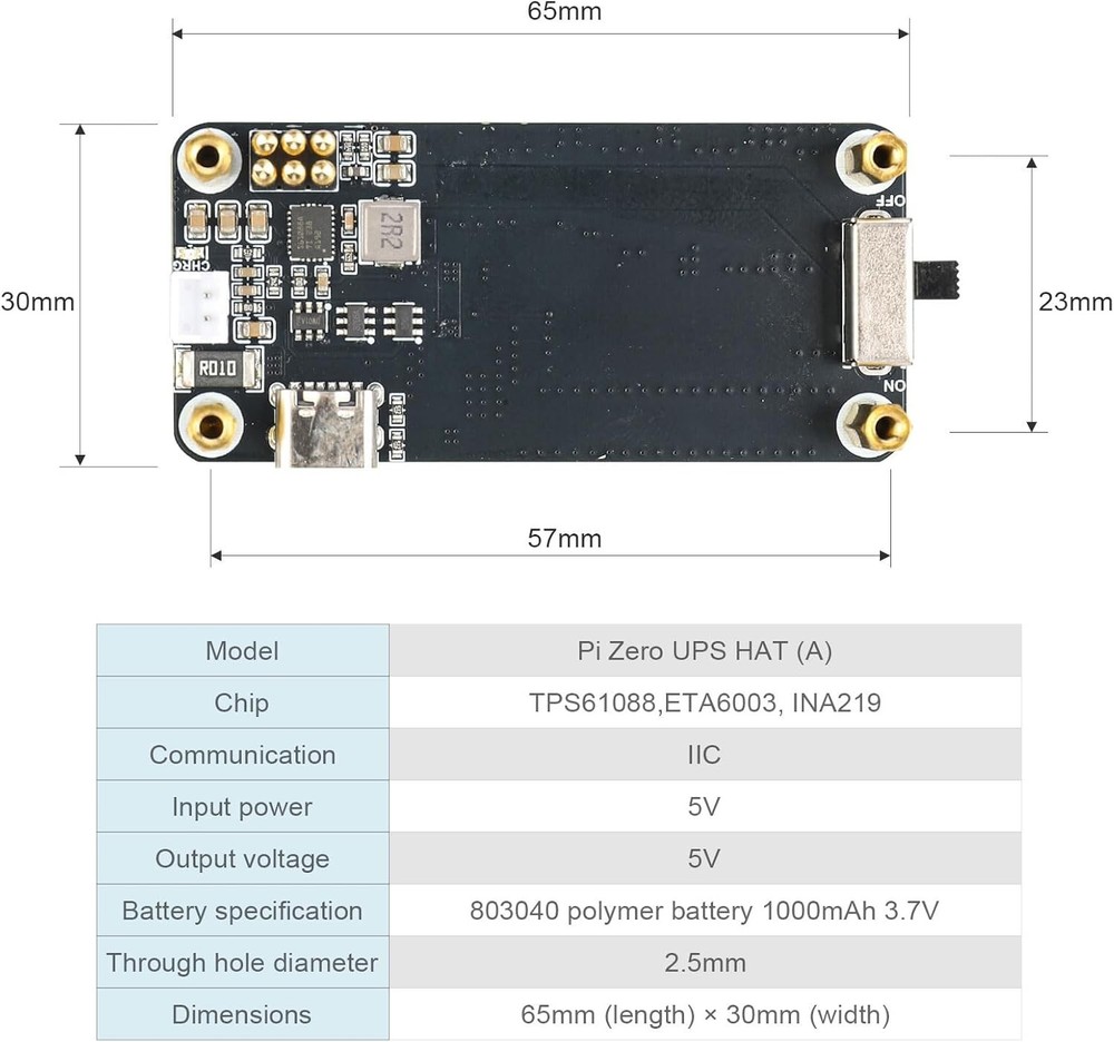 Pi Zero UPS HAT A Uninterruptible Power Supply Board Raspberry Pi Zero W/ I2C