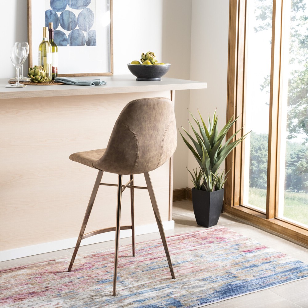 SAFAVIEH Mathison Counter Stool | Brown / Copper |