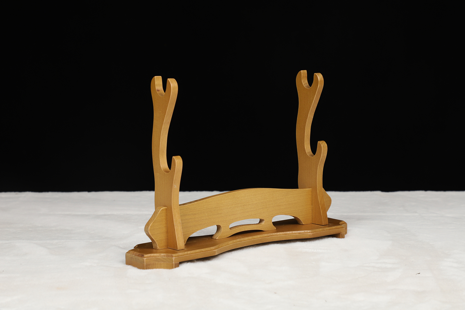 2-Tier Sword Stand for Display Japanese Samurai Katana Sword Holder Yellow Wood