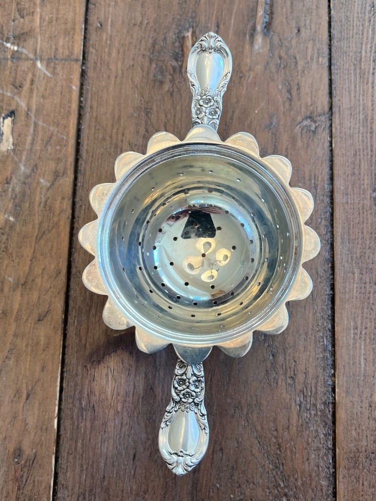 Silver Tea Strainer — with Attached Handles