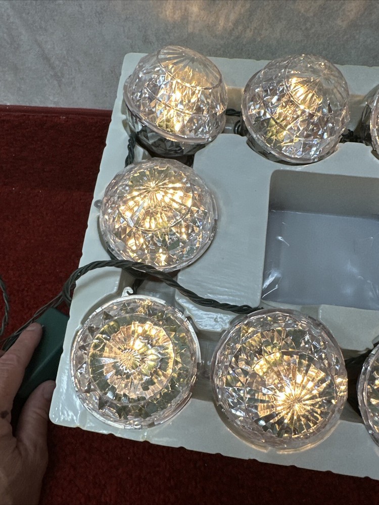 Vtg 40 Light 10 Gumball Prismatic Ball globe Light String 8 Function Rare