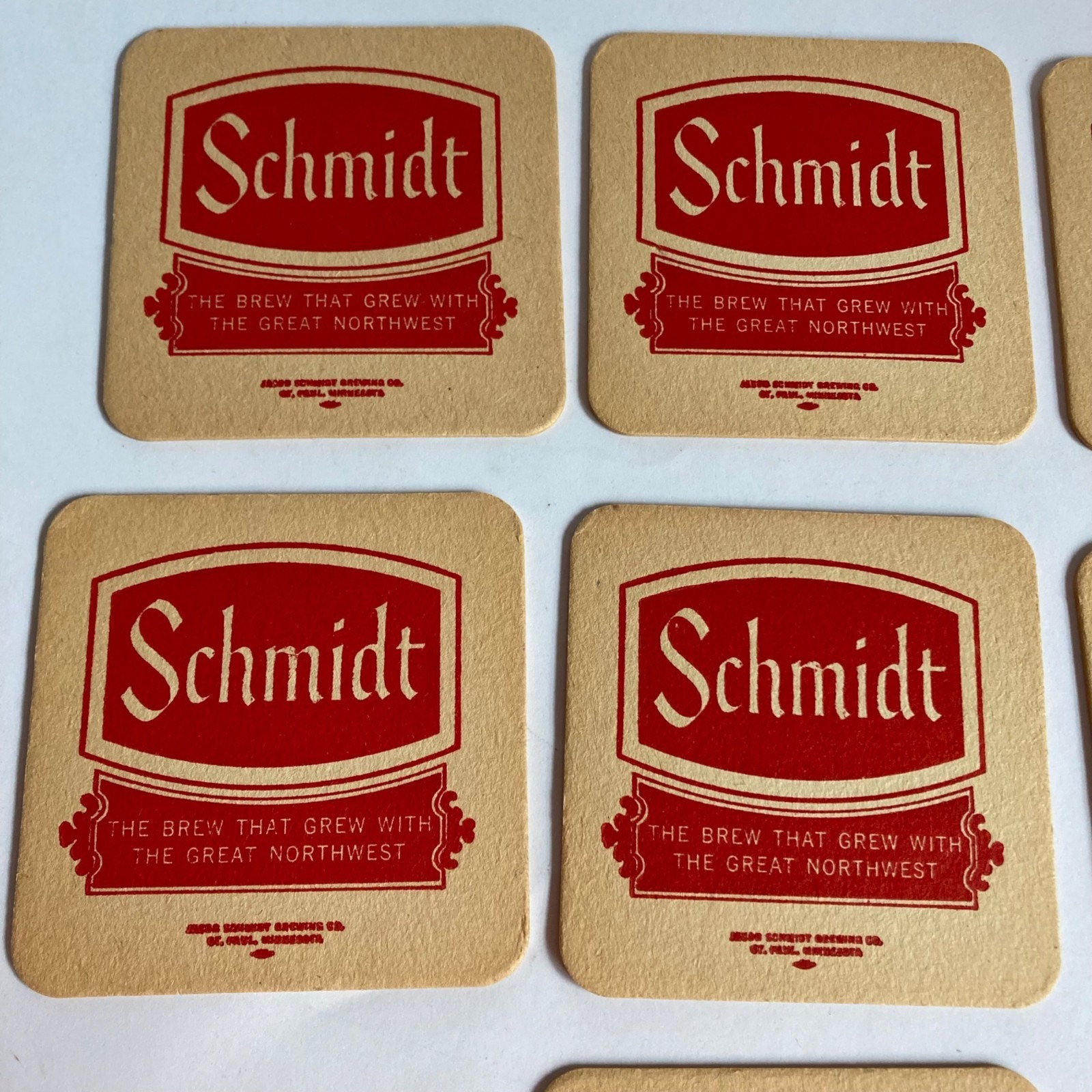 Lot 7 Vintage Schmidt Brewing Beer Coasters Cardboard St Paul, MN