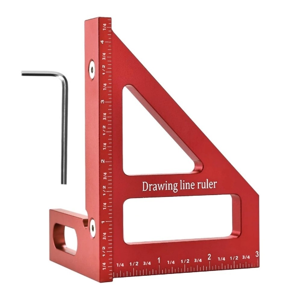 3D Multi-Angle Measuring Ruler Precision Imperial 45°/90° Wood working Square📐