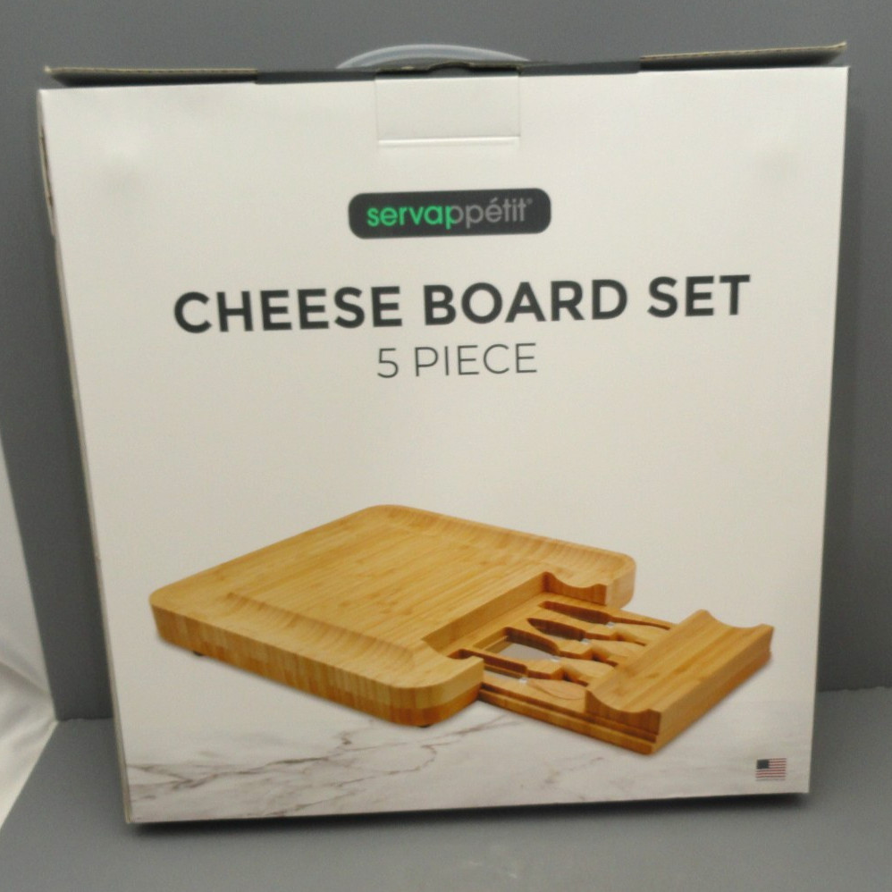 Servappetit   Cheese Board & Knife Set 5 Piece NEW