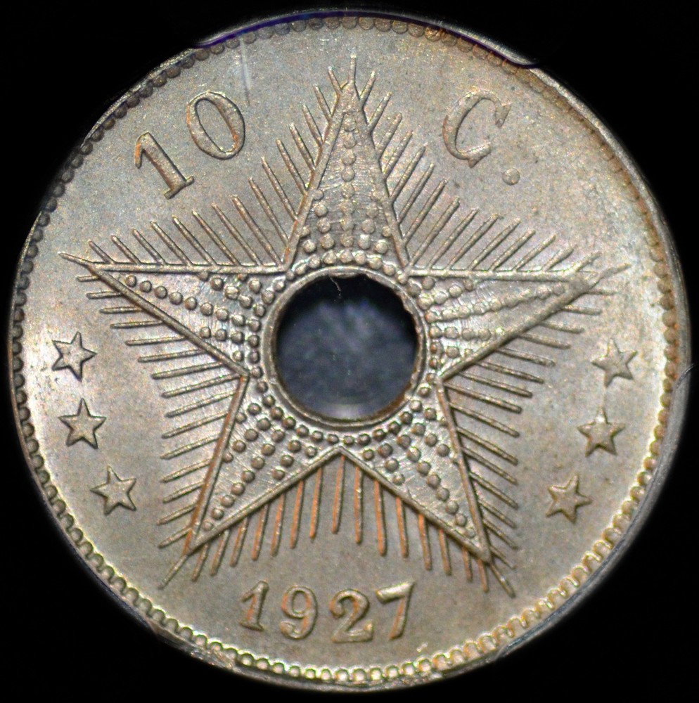 Belgian Congo 1927 10 Cents