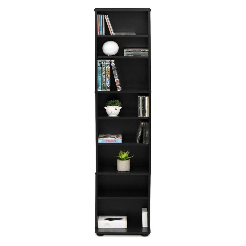 Multimedia Storage Tower Adjustable Shelves Space Saving Organizer CDs DVDs