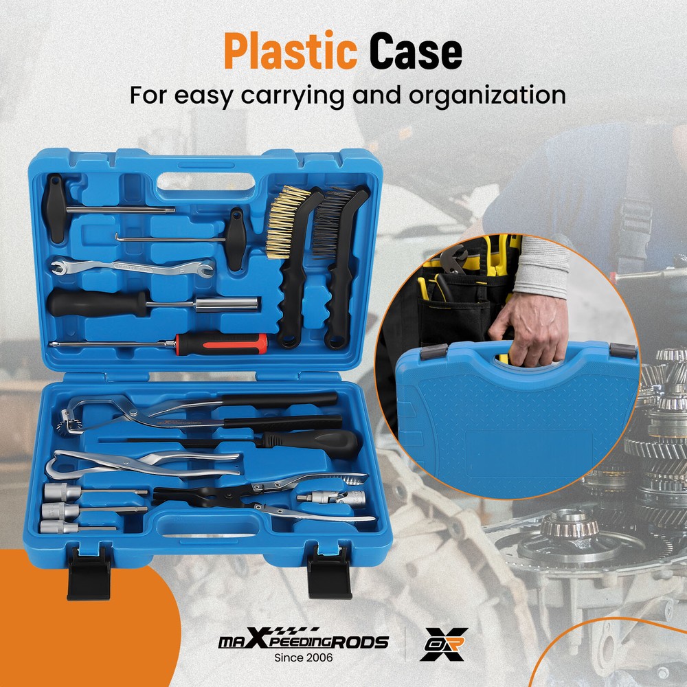 15PC Brake Tool Kit Drum & Disc with Brake Spring Pliers Compressor Puller