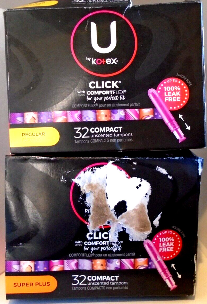 U by Kotex Click Compact Tampons Super Plus & Regular Unscented 32 Count ea