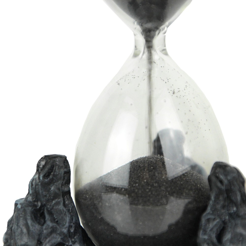 Stone Finish Gothic Medieval Dragon Head Black Sand Timer
