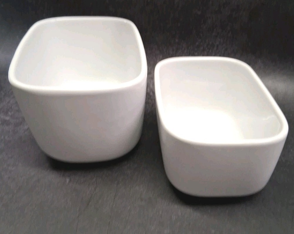 Baum Stoneware Sterling Collection White Mini Baking Dishes-Modern Rounded Edges