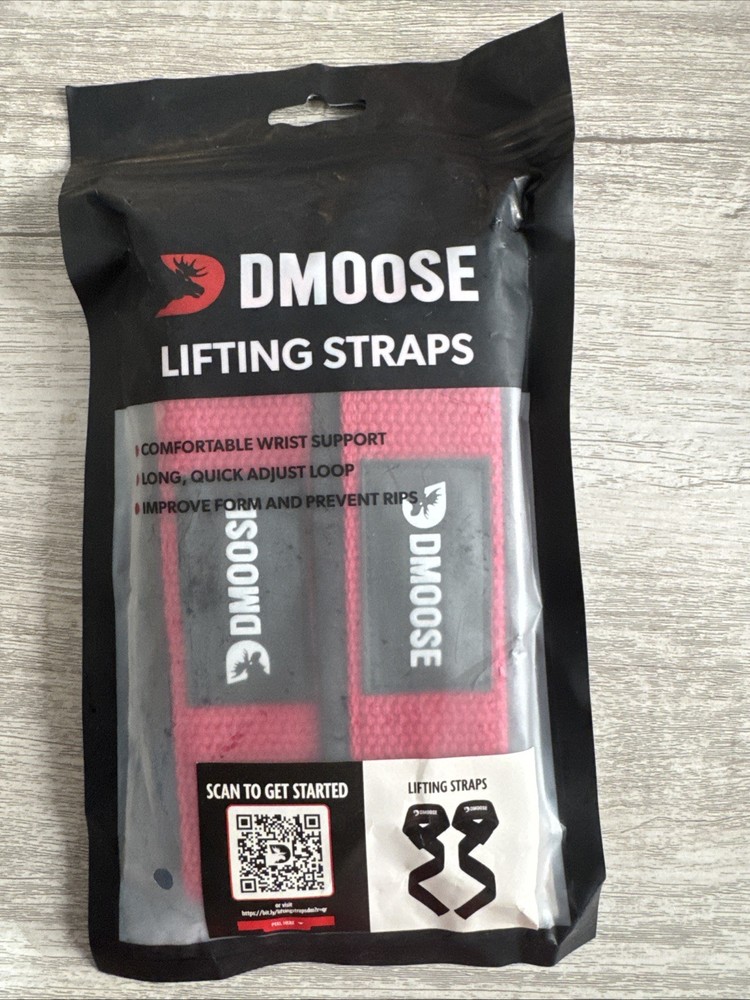 DMoose Red Padded Weight Lifting Hooks Grip Pair