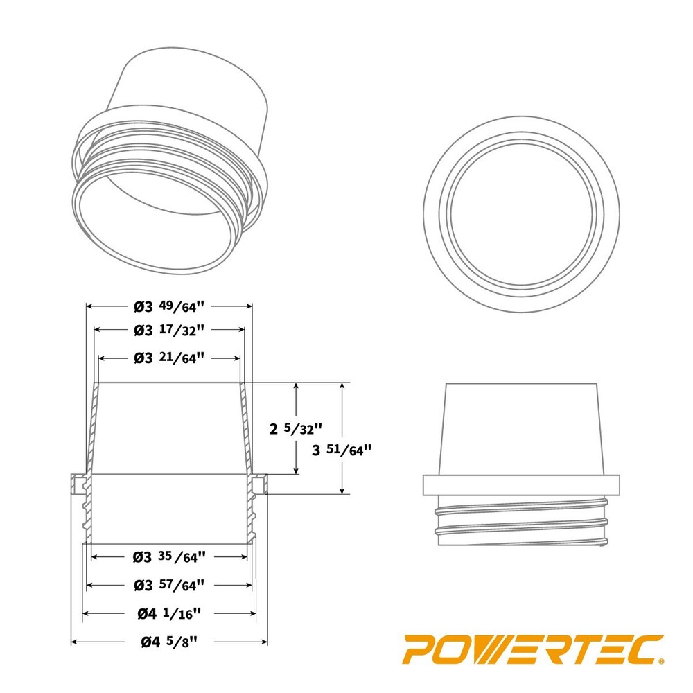 POWERTEC Screw End Quick Coupler for 4" Hose, Left-Hand Threaded Adapter (70193)