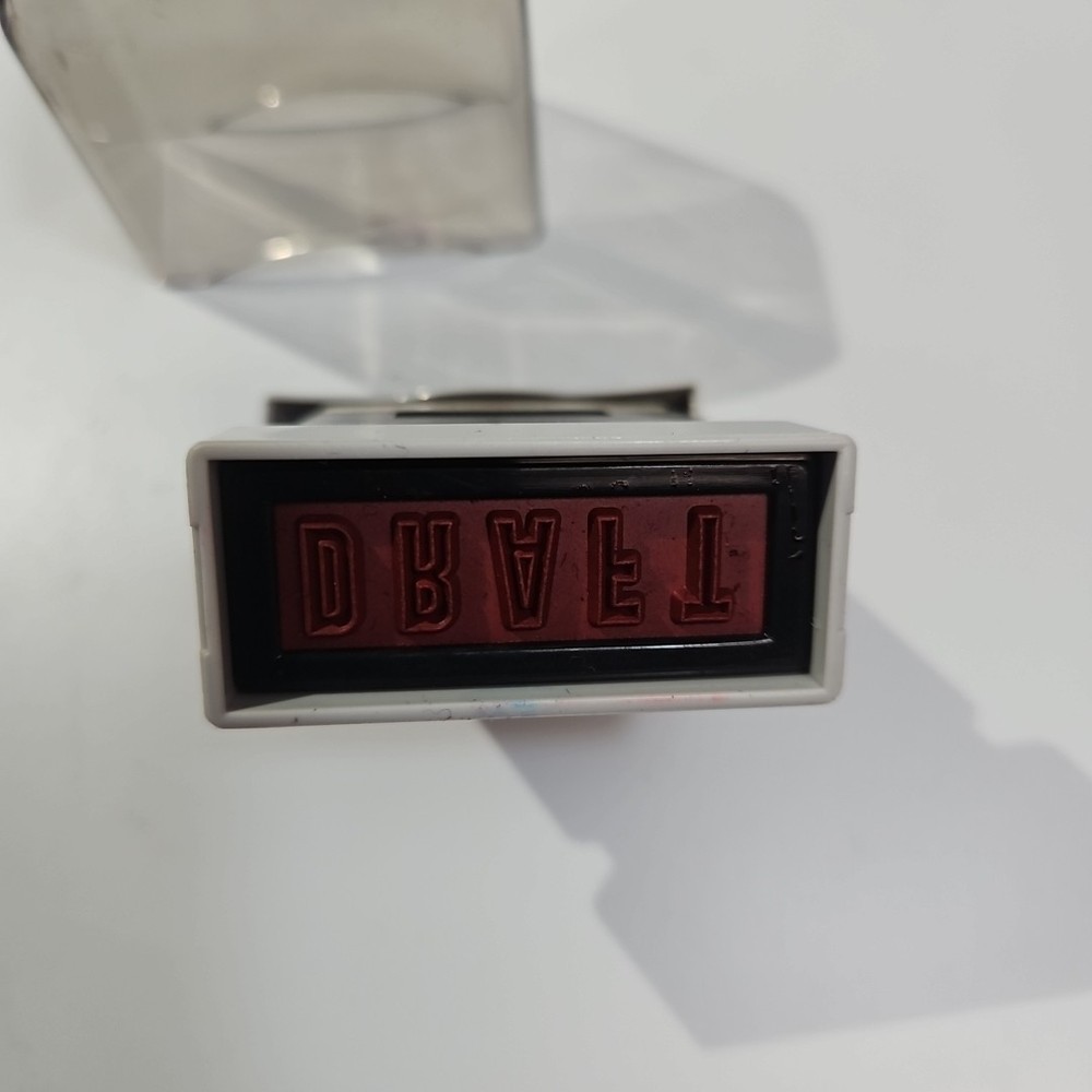 Stockwell RED Self Inking Stamp DRAFT vintage