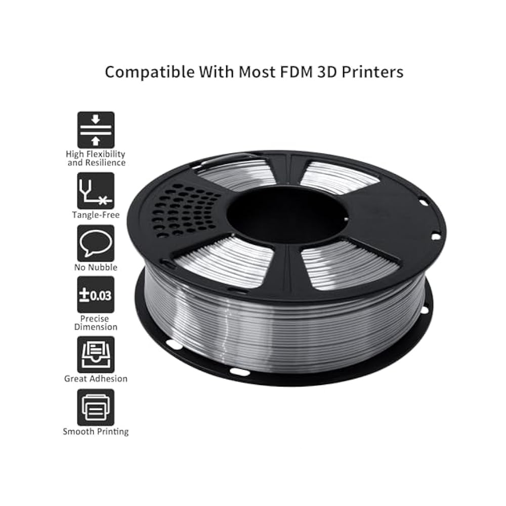 High,Precision 3D Printer Filament, Shiny Surface, 1.75mm, 1kg Spool, Low