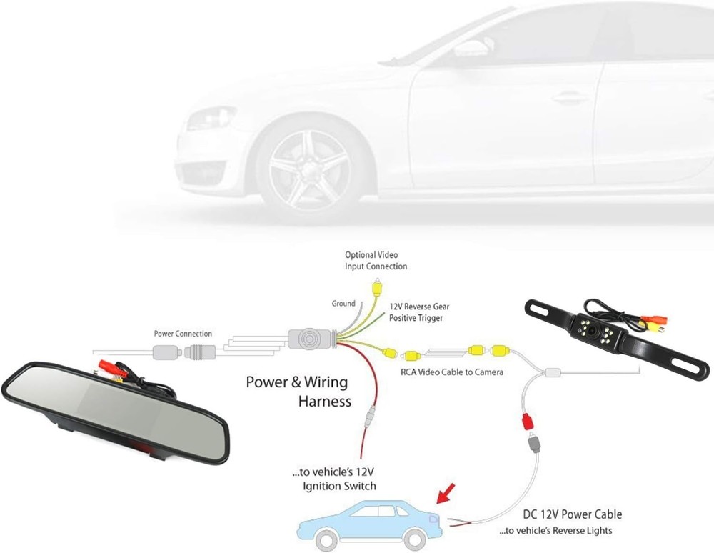 4.3" - Backup Camera Mirror Car Rear View Reverse Night Vision Parking System