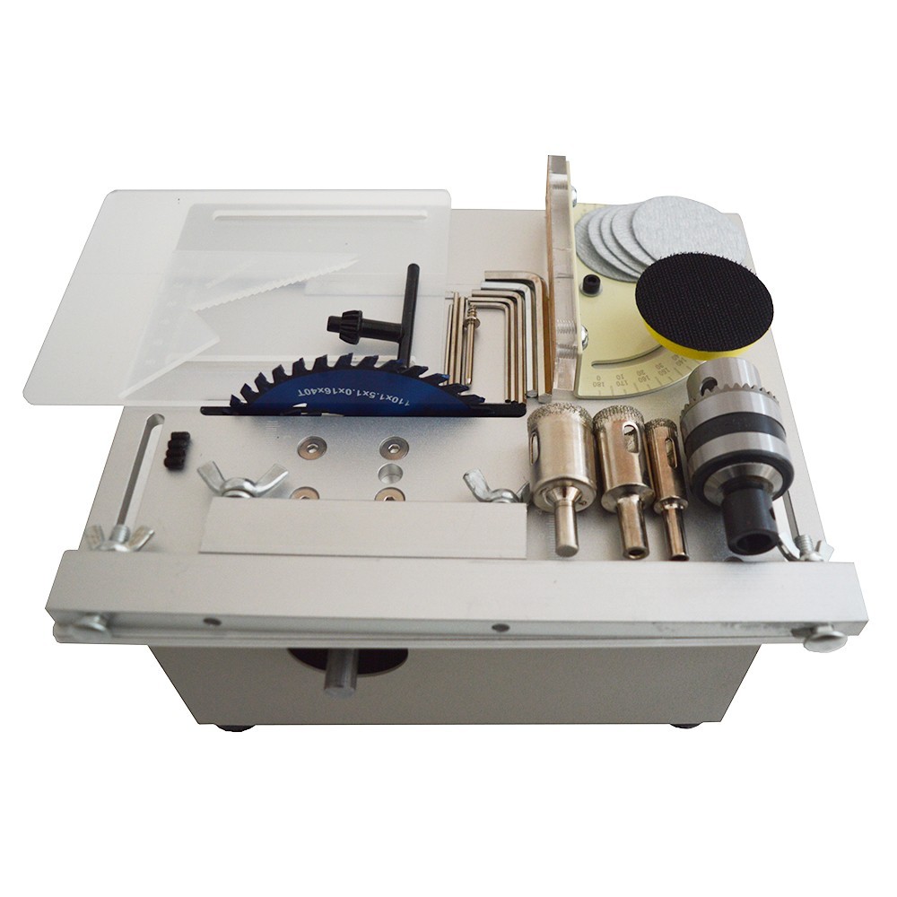 110V Mini Table Saw with 7-Speed Adjustment for Model Making Cutting