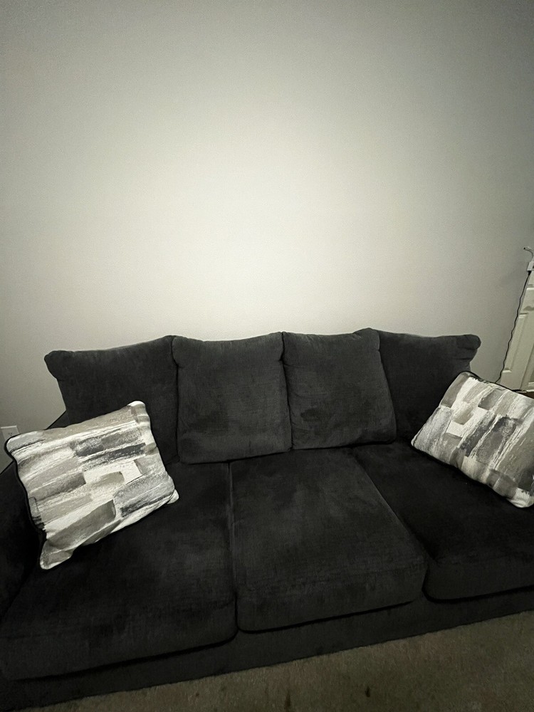 couch, sofa, new, gray, Ashley, smoke-free, pillows, medium length