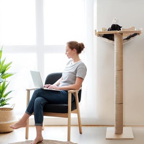 Cat Window Perch with Scratching Post, 46" Adjustable Tall Basic Size- Cat Tree