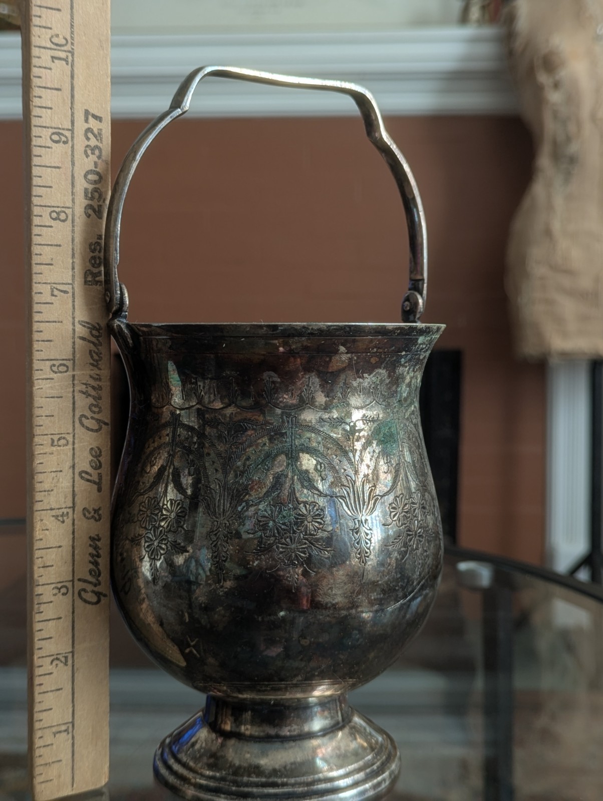 Antique Meriden Britannia Silverplate Buscuit Bucket India Pattern Victorian EPN