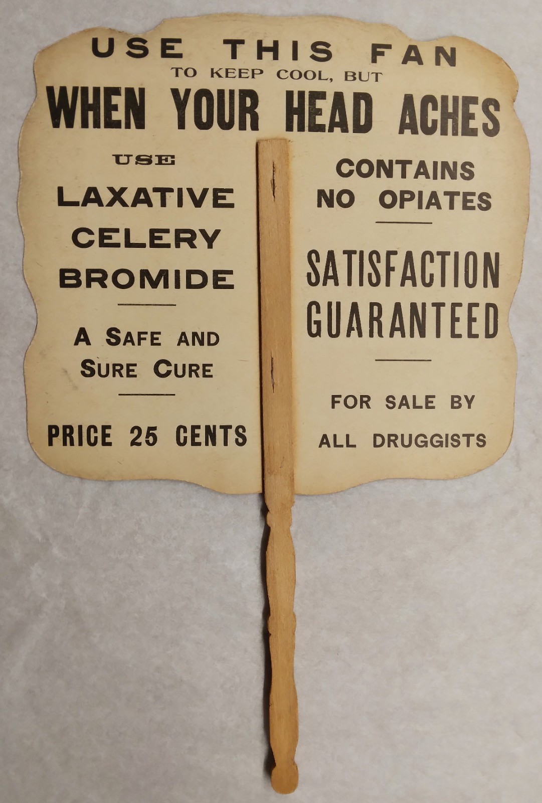 1897 Ad Hand Fan for "Celery Bromide" a "Patent Medicine" Photo by W. H. Rav!!