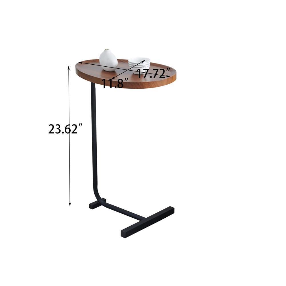 2-pieces C-shaped Side Table Small Sofa Table for Living Room Brown/White