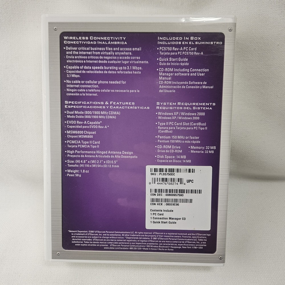 UTStarcom Mobile High Speed EVDO Rev-A PC Card PLS5750 Wireless Connect Data