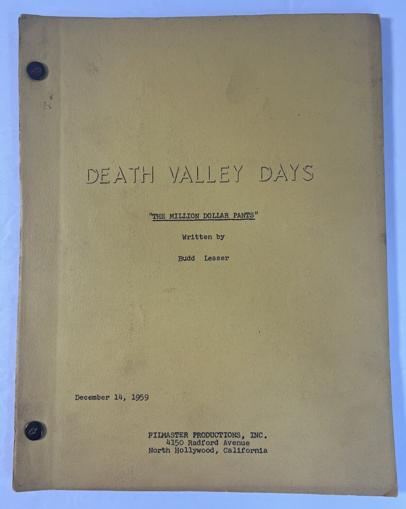 Death Valley Days Original TV Script 1959 The Million Dollar Pants !!!