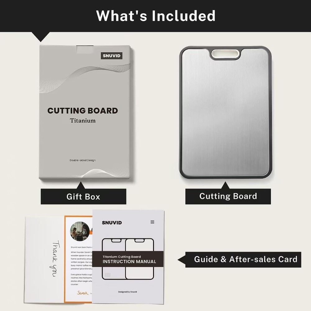 Titanium Cutting Board Double Sided Cutting Boards kitchen Pure Titanium & Wheat