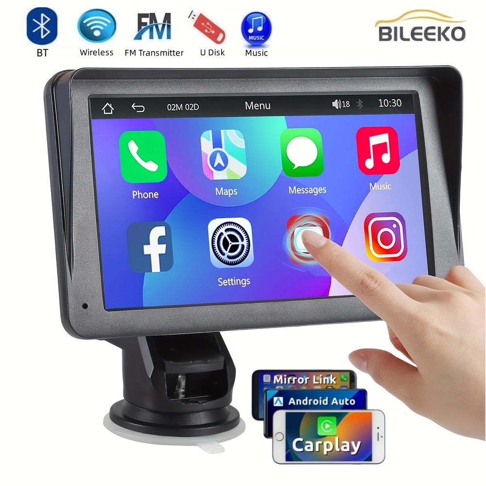 Portable Car Stereo Wireless Carplay Android Auto 7" Touchscreen MP5 PLAYER