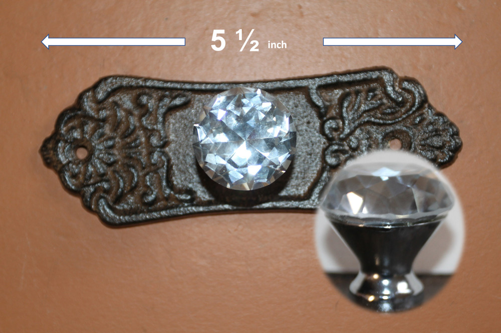 Rustic Elegance Cast Iron Handles Pulls Crystal Look Knobs, Hw-55
