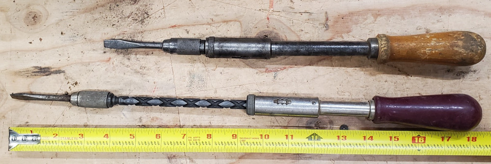 2 nice Stanley yankee screwdrivers #30 & unmarked with  bits