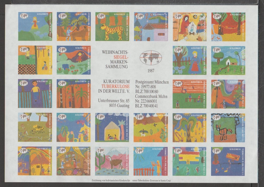 ✔️ GERMANY Tuberculosis stamps 1987. complete sheet IMPERFORATE