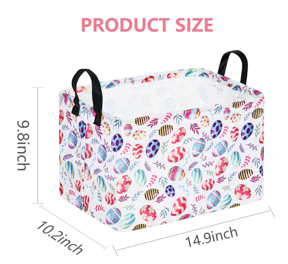 VAIVUSTO Easter Storage Basket Easter Bunny Storage Bin Collapsible Nursery H...