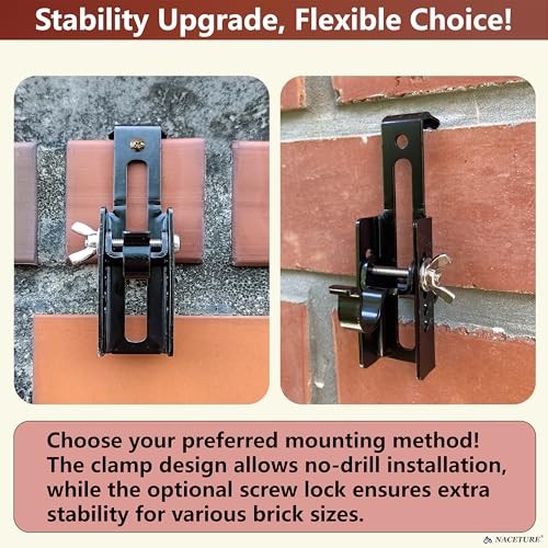 Adjustable Brick Wall Clips (4 Pack) – No-Drill Brick Hooks for Black 4 Pack
