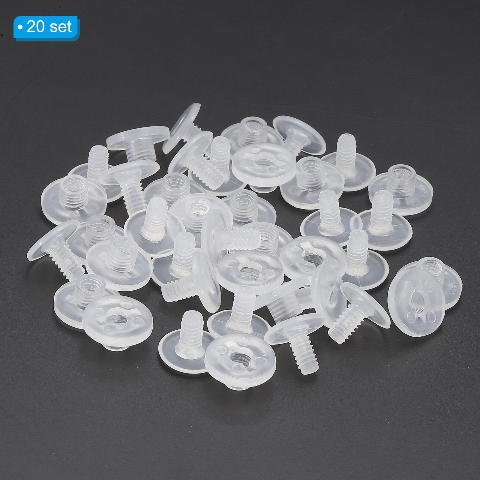 10mm Chicago Screws, 20 Sets Plastic Chicago Screw Binding Post,Clear