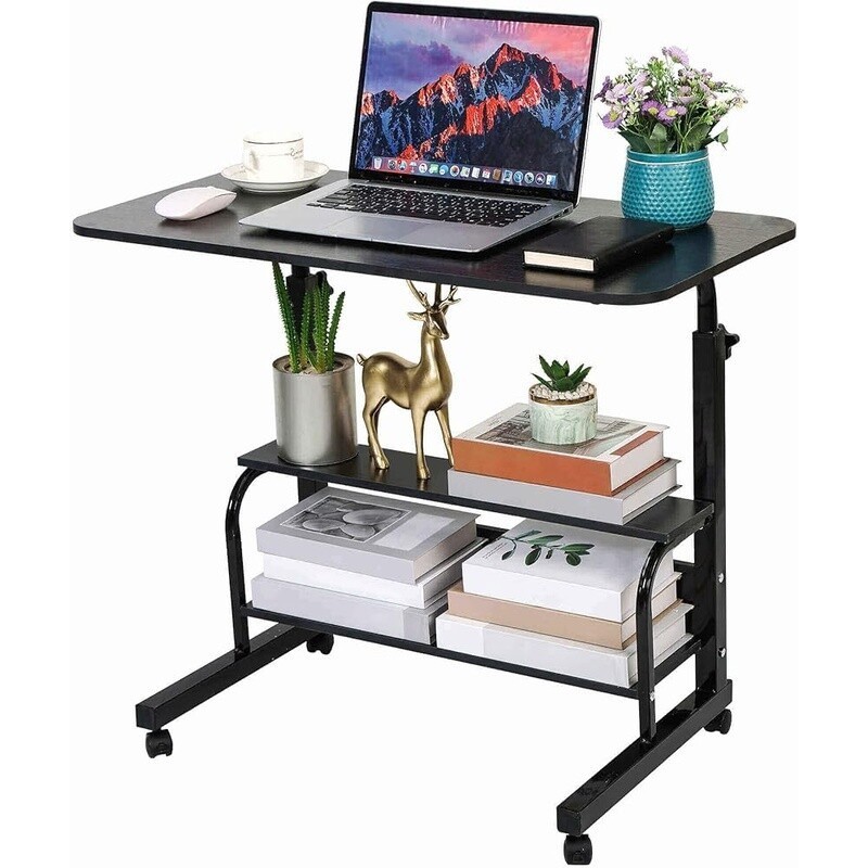 Adjustable Mobile Computer Desk Rolling Table W/ Wheels Home Office Study New