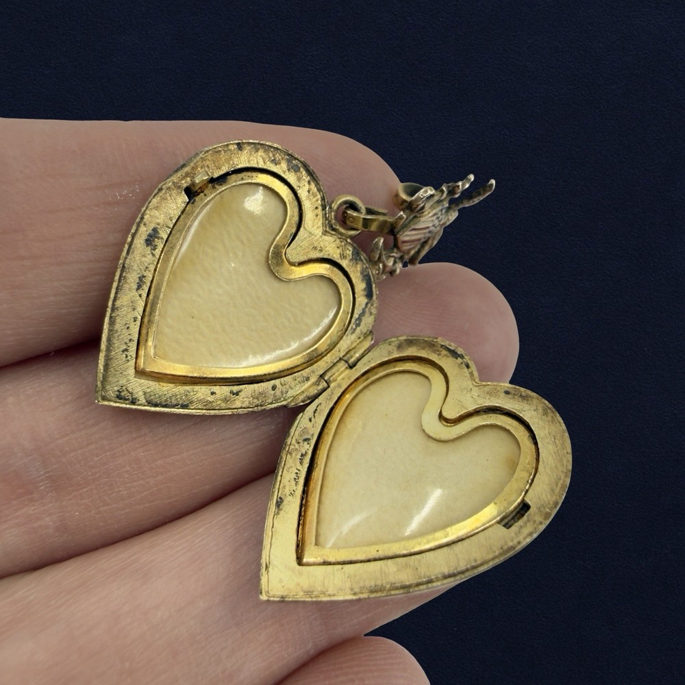 WWII Air Force Navy 10K G.F GOLD Sweetheart Heart LOCKET Pendant Watch Charm Fob